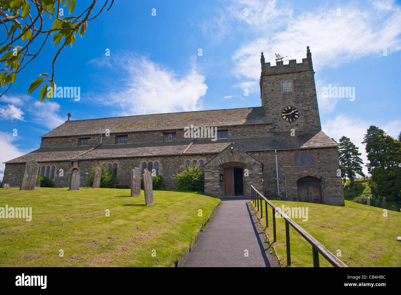 St Michael`s Parish Church Hawkshead lake district england Uk Stock Photo